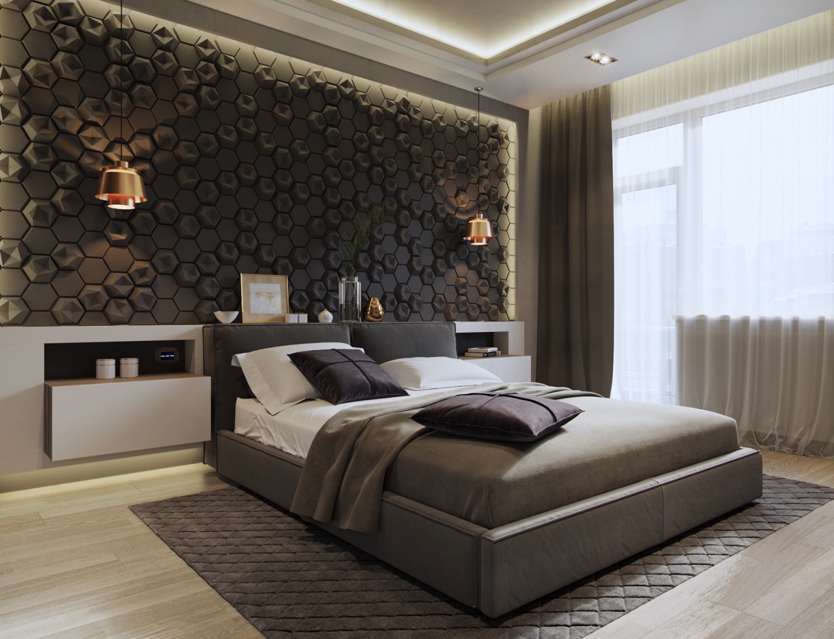 Beehive-tile-design-sconces-feature-bedroom-accent-wall-patterns-1