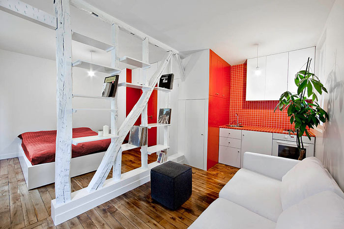Book-shelves-old-wooden-beams-separation-knack-