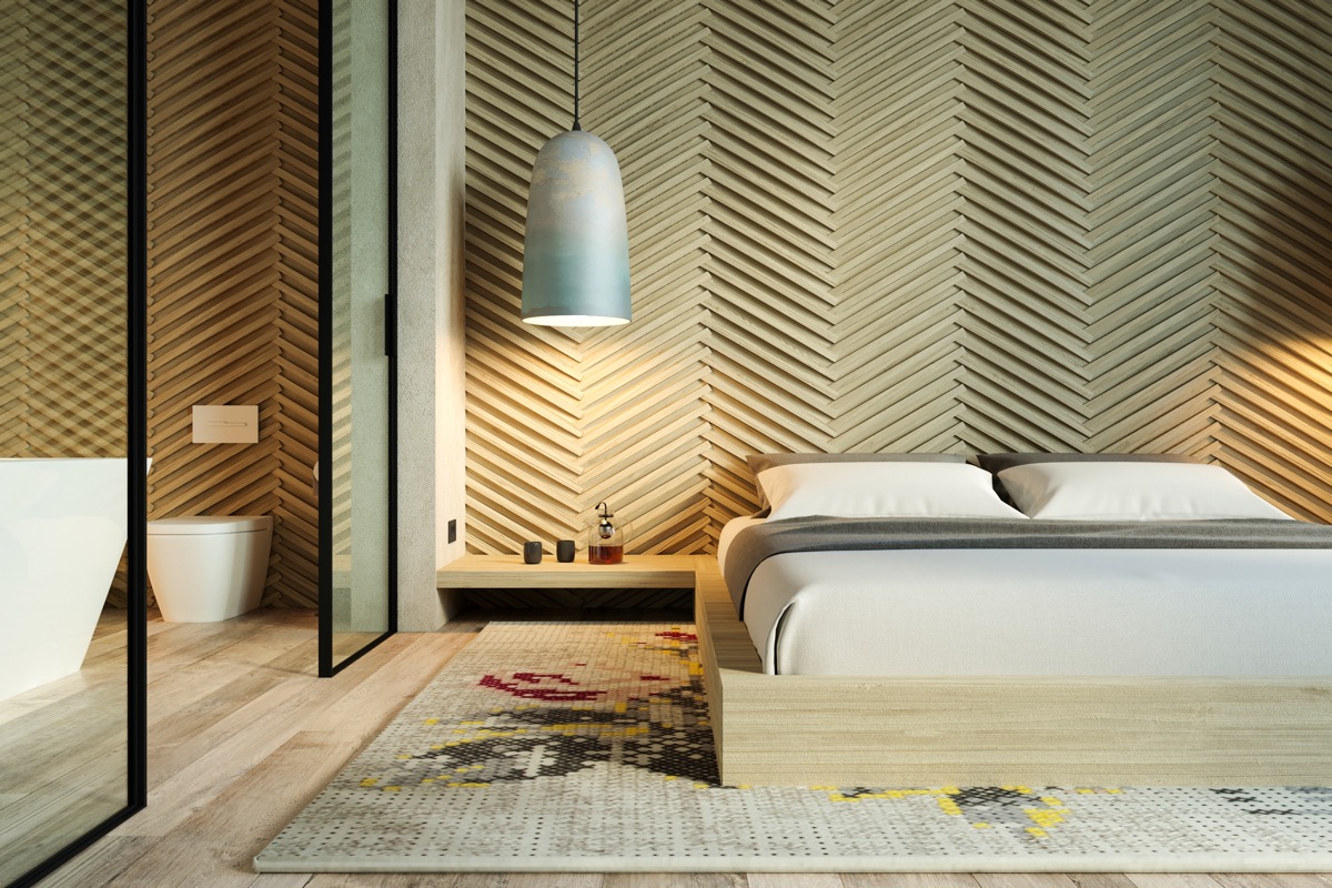 Textured-angled-bedroom-wall-beige-accent-wall-patterns
