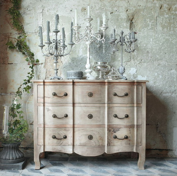 02-beautiful-light-colored-wood-vintage-dresser-with-antique-candle-holders