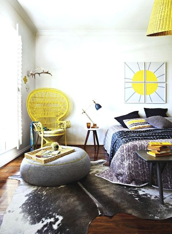 5-23-bright-yellow-touches-including-a-peacock-chair-in-the-corner-make-this-grey-bedroom-bold-and-sunshine-filled