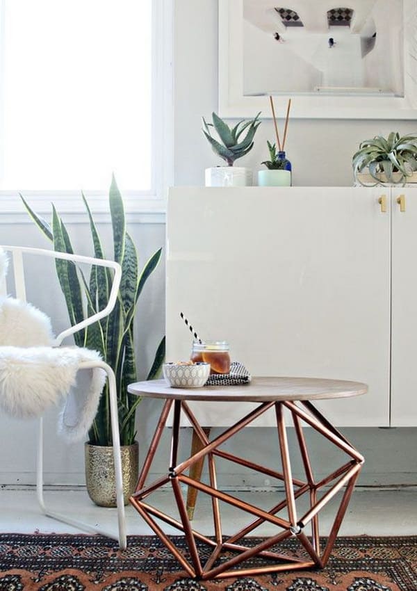 Geometric-copper-side-table