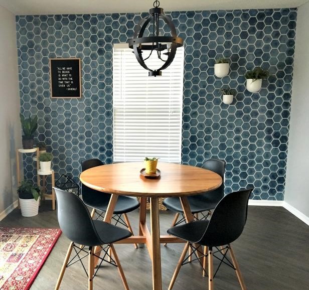Honeycomb_hexagon_wallpaper_mid_century_modern_stencils_wall_stencils_for_painting_dining_room_wall_decor