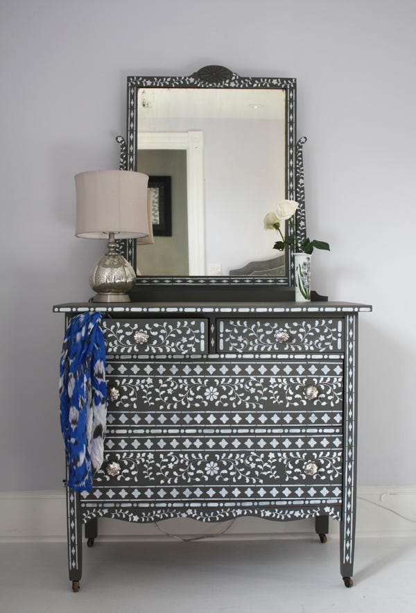 Indian-inlay-stencil-kit-cutting-edge-stencils-diy-stenciled-dresser-idea
