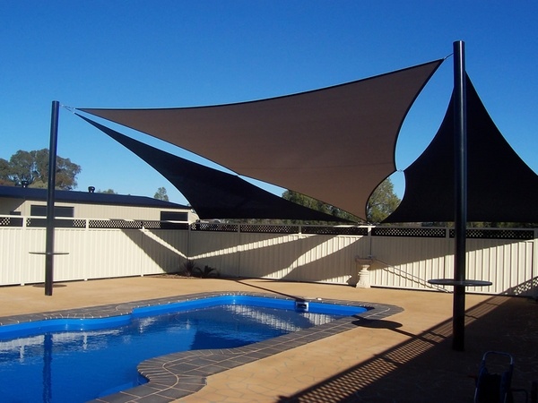 Modern-patio-pool-shade-sail-awnings-garden-fence-privacy-protection