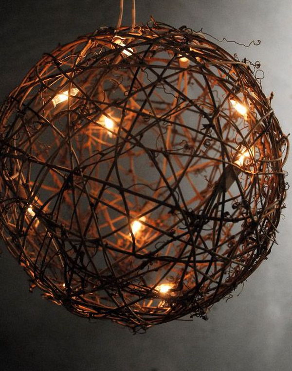 Wicker twig light ball