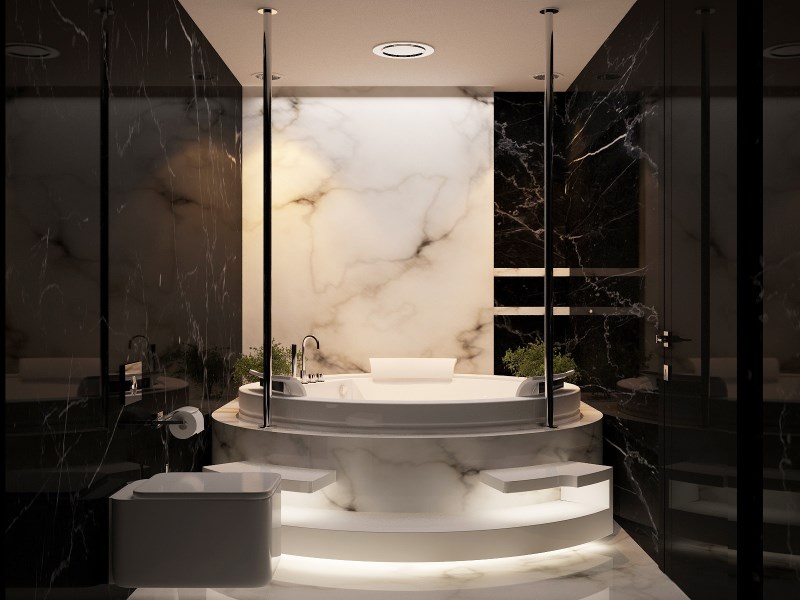 Black-and-white-marble-bathroom