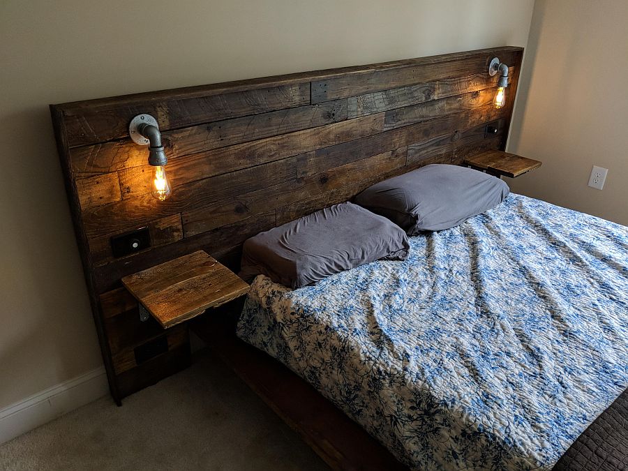 Diy-pallet-headboard-with-industrial-style-and-edison-bulb-lighting