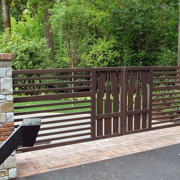Brown-painted-steel-driveway-gate-ideas