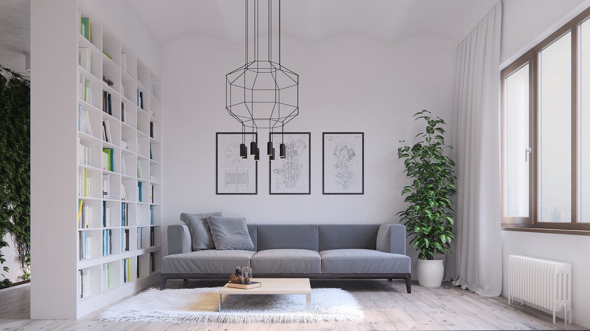 Stencil-chandeliers-square-bookcase-minimalist
