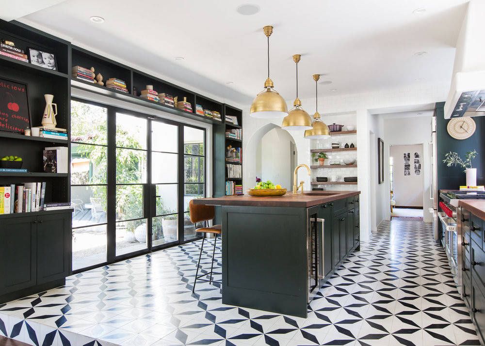 1-modern-industrial-style-kitchen-with-large-glass-doors-and-bookshelves-in-black-around-it