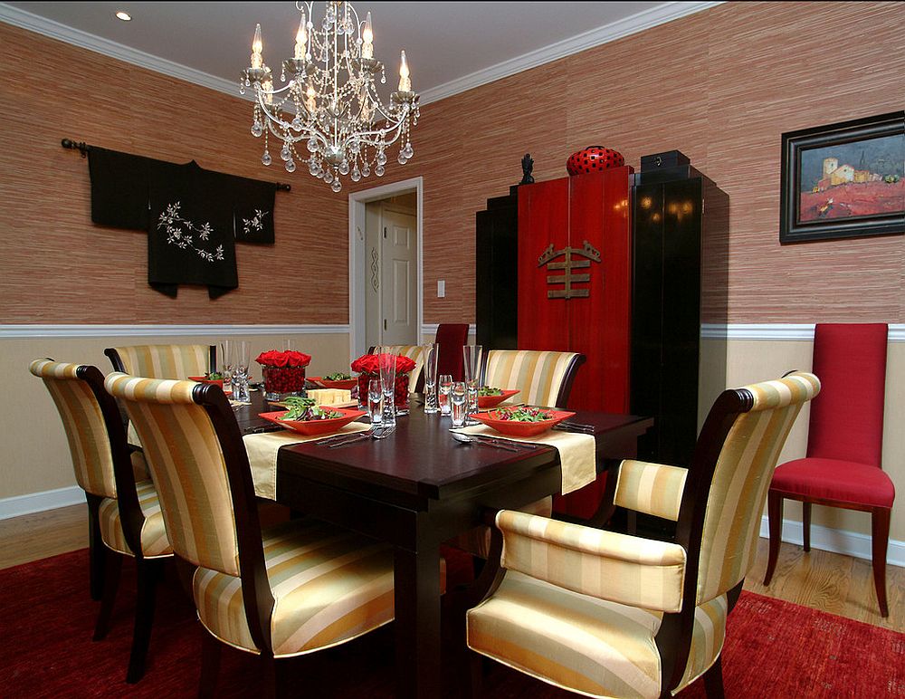 Red-and-black-dining-room-with-asian-style