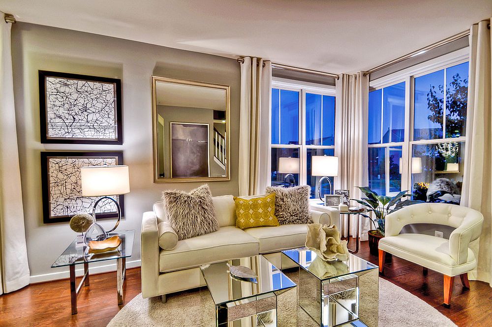 Twin-mirrored-coffee-tables-give-the-small-living-space-a-more-spacious-appeal