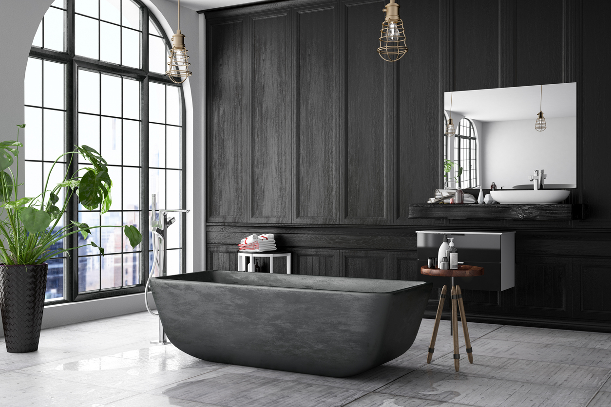 Loft black bathroom