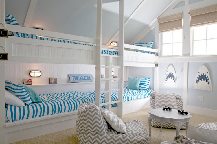 Kids-bedroom-furniture-bunk-beds-poufs-round-table