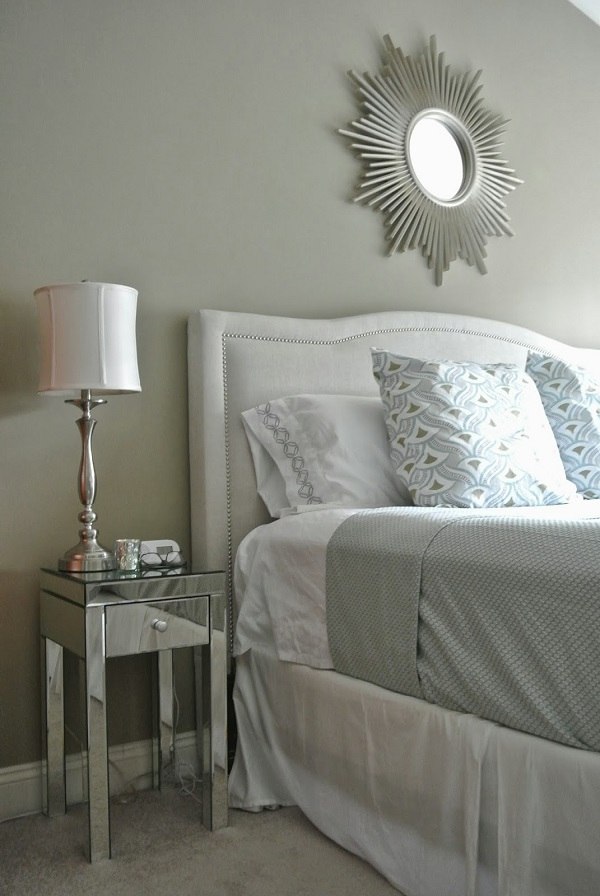Mirrored-narrow-nightstand-bedside-lamp-bedroom-furniture-ideas