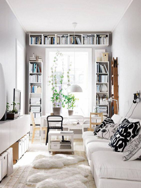 Pretty-tiny-interior-with-wall-bookshelves