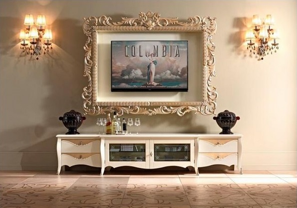 Tv-frame-ideas-ornate-frame-for-tv-wall-sconces-living-roon-furniture-ideas