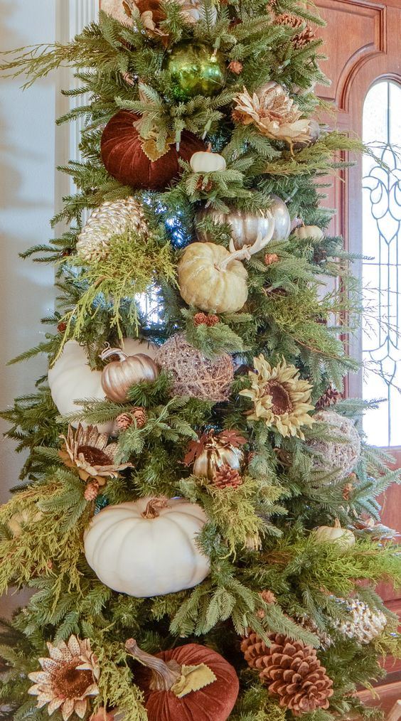 16-a-gorgeous-fall-or-thanksgiving-tree-with-large-faux-and-velvet-pumpkins-blooms-lights-and-metallic-yarn-balls