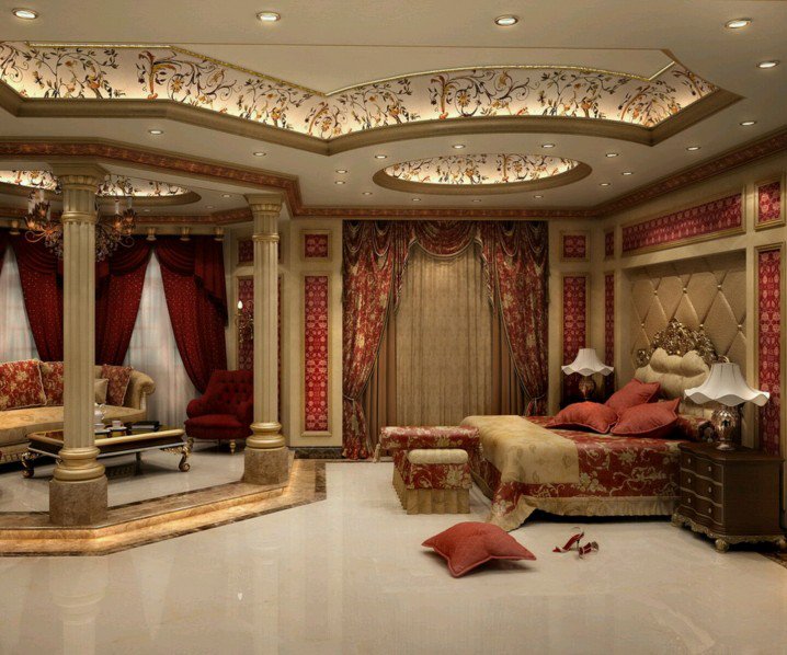 17-luxury-ceiling-designs-for-master-bedroom-with-red-curtains