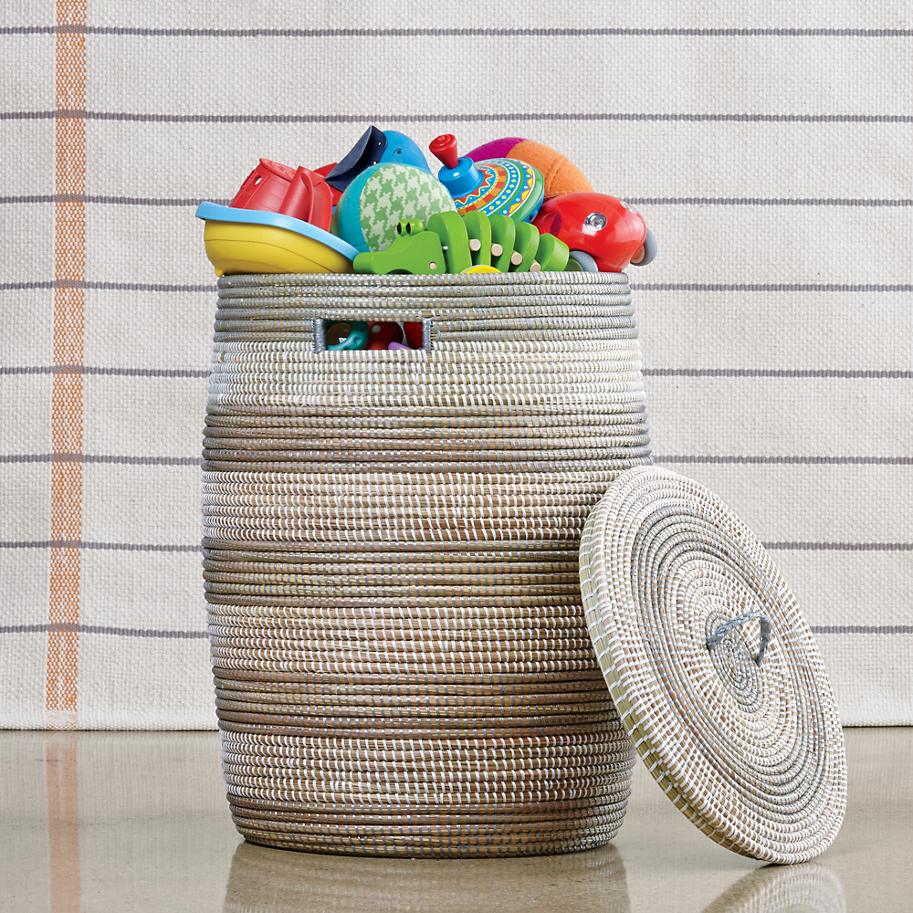Striped-woven-hamper