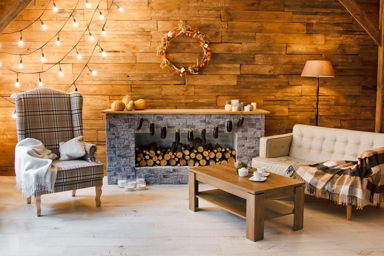 Fireplace-wooden-wall-mantel-decor-ideas