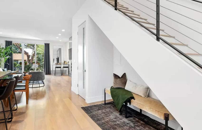 Plush-bench-seat-under-staircase