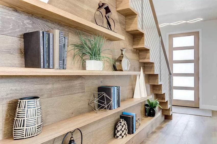 Under-stairs-decor-shelving