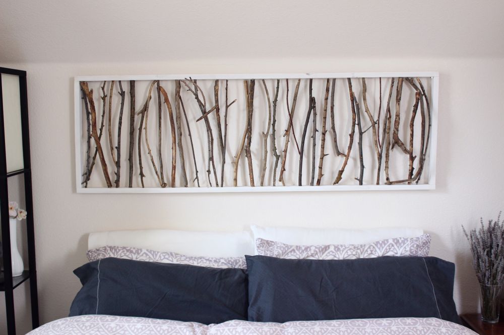 Diy-branch-art-above-bed