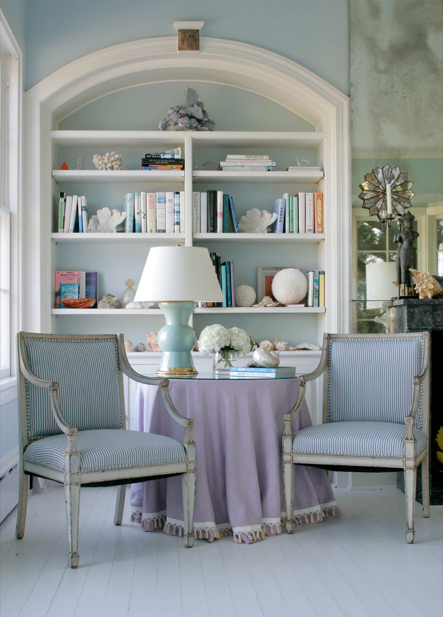 French-country-living-room-blue-ticking-chairs