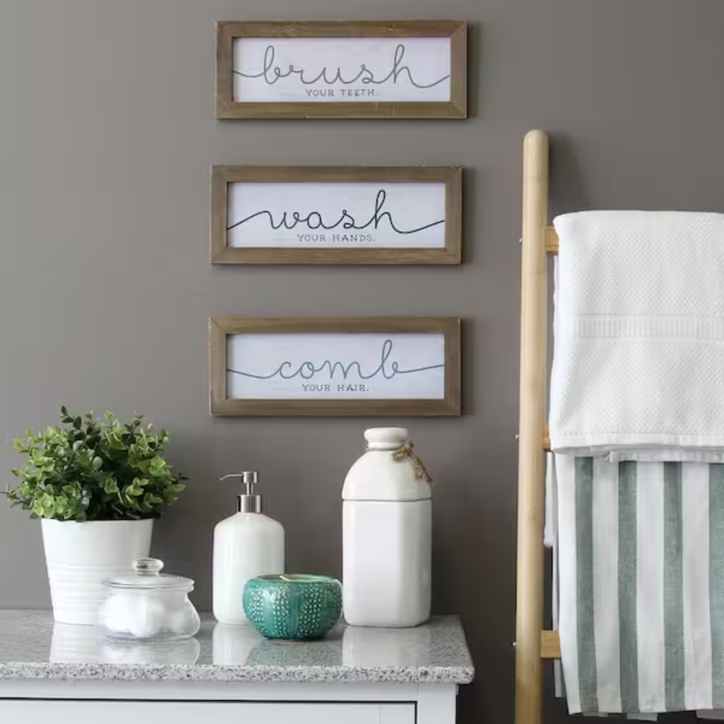 Wash, brush, comb bath art (set of 3)