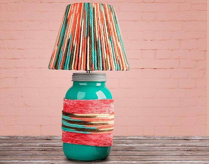 Yarn-wrapped-lamp-shade