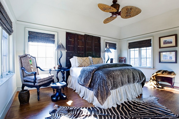 Zebra-rug-and-african-textiles-used-in-the-trendy-bedroom