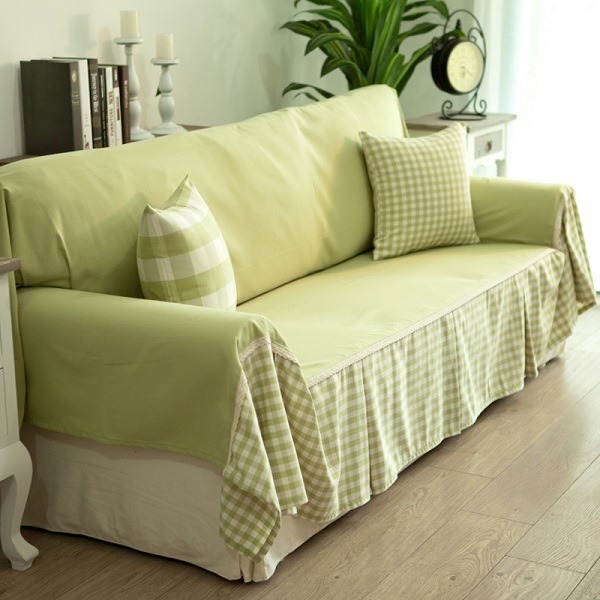 Cheap-diy-sofa-cover-ideas-green-fabrics-decorative-pillows