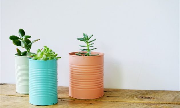 Colored-tin-can-planters