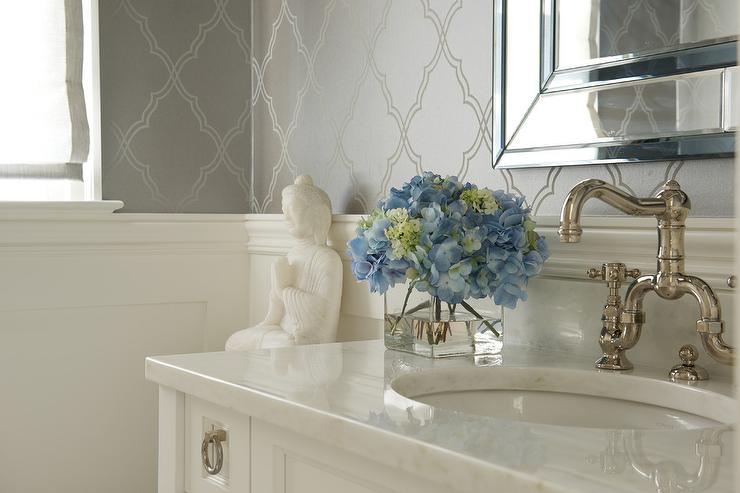 Silver-wallpaper-silver-moroccan-trellis-wallpaper-ivory-wainscoting