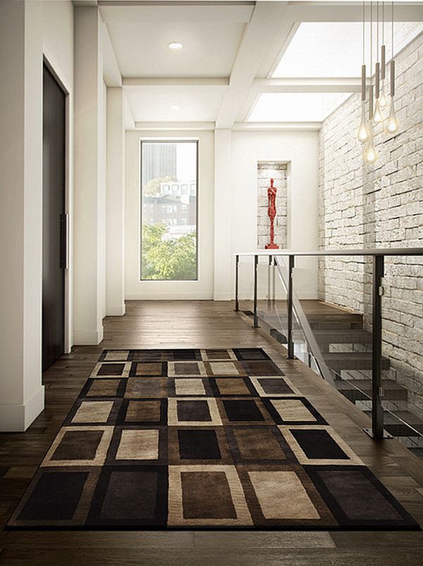 Ultra-modern-entryway-rug-with-brown-theme
