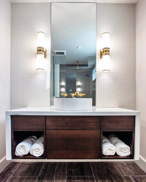 Wall-sconce-gold-with-white-led-sleek-bathroom-lighting-ideas