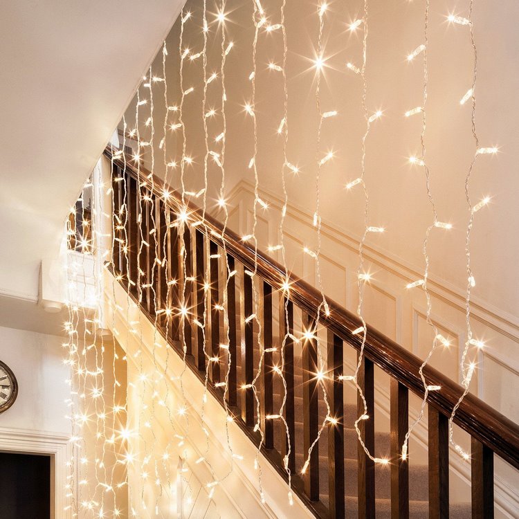 Led-curtain-light-staircase-festive-decoration-ideas