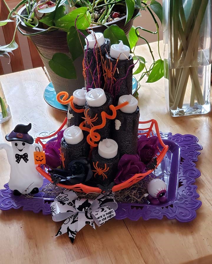Halloween-decor-purple-pool-noodles