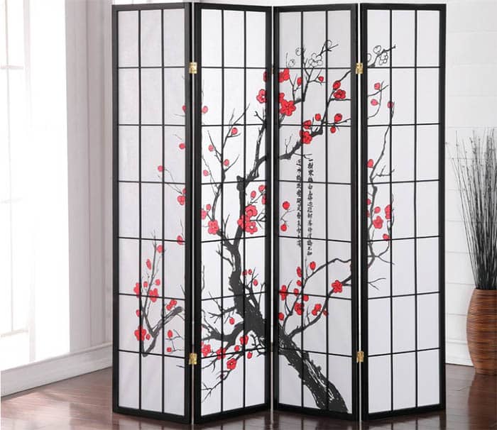 Japanese-room-divider-with-plum-blossom-design