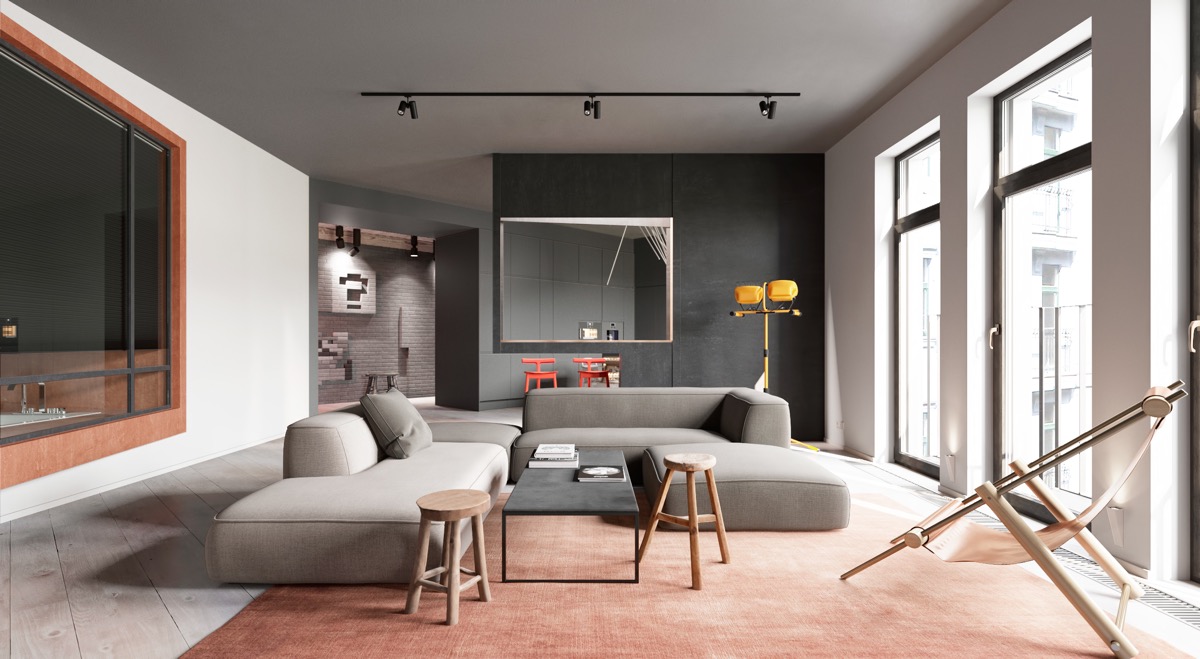 Large-interior-window-red-rug-artistic-living-rooms
