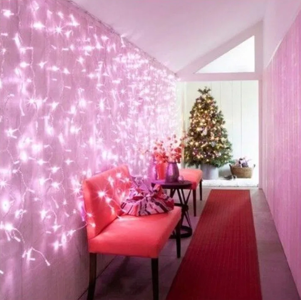Purple-led-string-lights-for-christmas-hallway