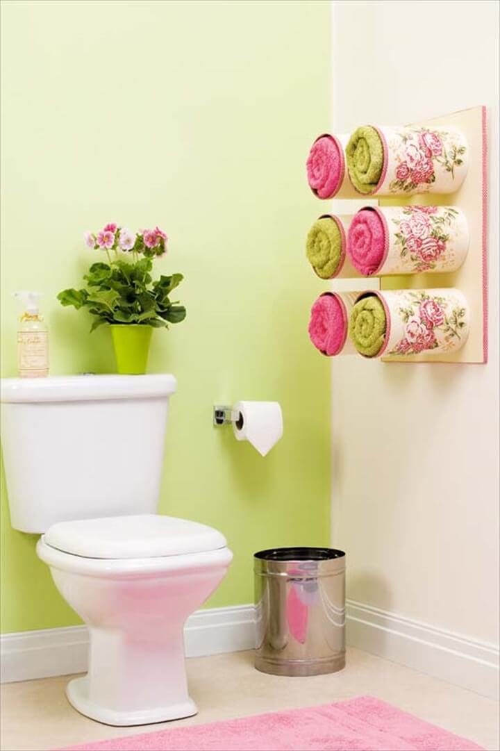 Tin-cans-towel-storage