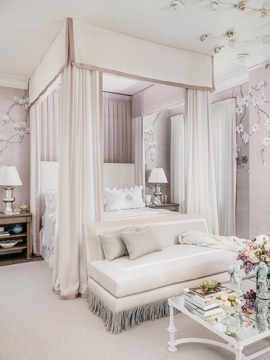 White-headboard-with-white-and-pink-bed-curtains