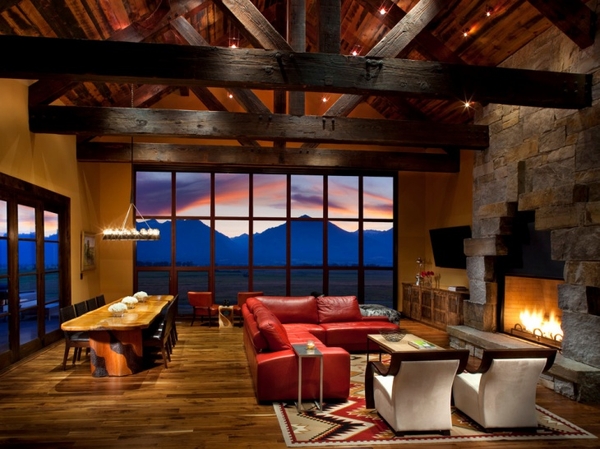 Zen-living-room-with-fireplace-