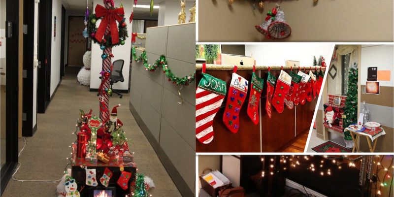 50 inviting christmas office decorations5