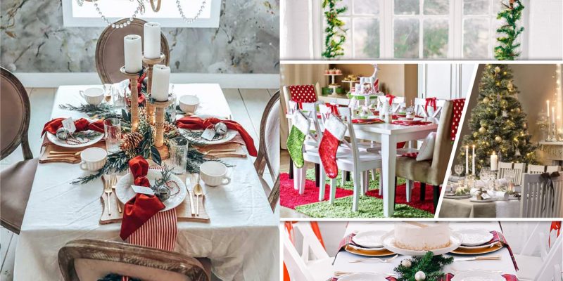60 perfect christmas dinner room decors5