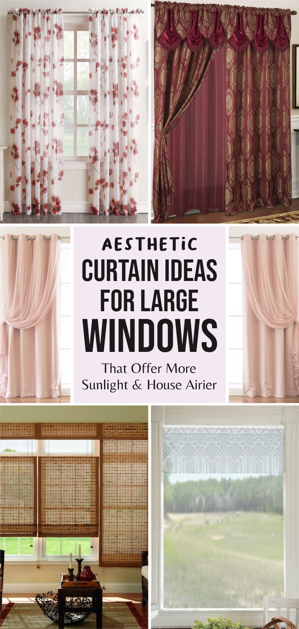 Aesthetic curtain ideas for large windows that offer more sunlight and house airier 1