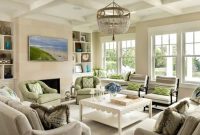 Coastal living room with green touches
